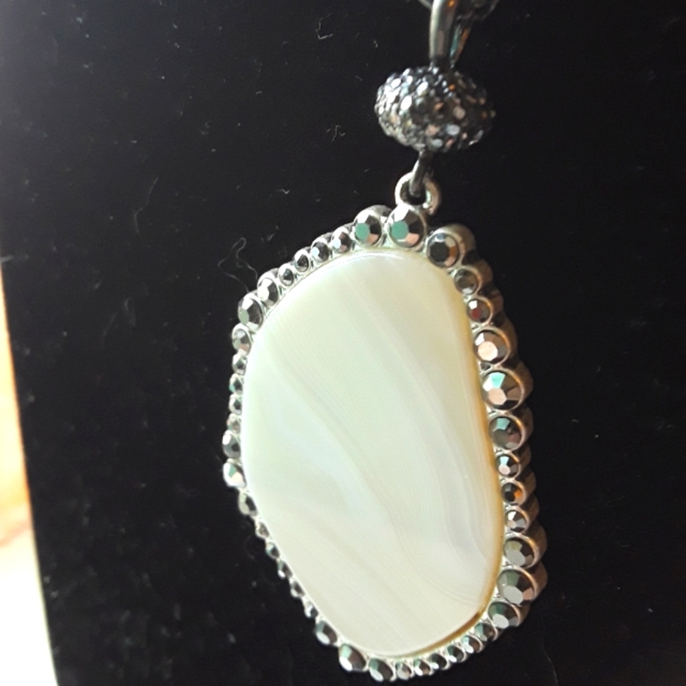 Lucky brand hematite and natural stone necklace